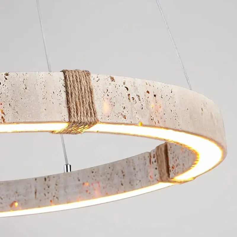 Textured metallic led stone ring chandelier dining room pendant light