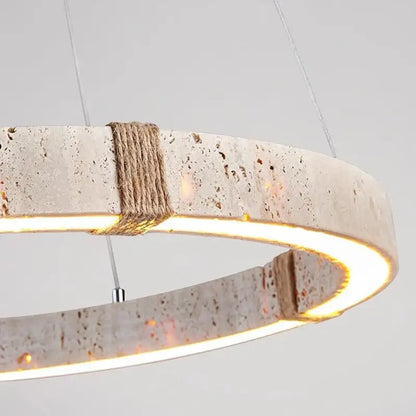 Textured metallic led stone ring chandelier dining room pendant light
