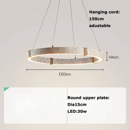 Textured metallic led stone ring chandelier dining room pendant light