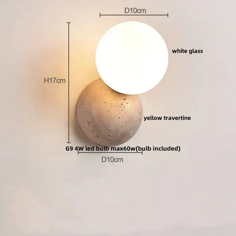 Modern concrete led stone wall lamp bedroom brass pull chain