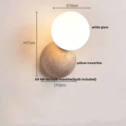 Modern concrete led stone wall lamp bedroom brass pull chain