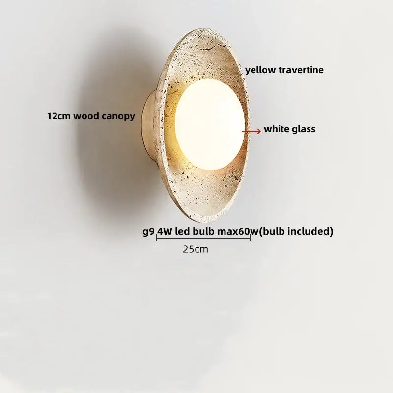 Modern concrete led stone wall lamp bedroom brass pull chain