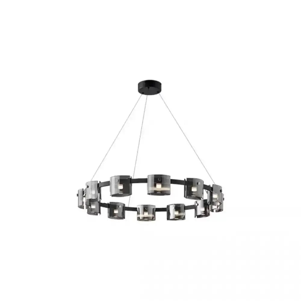 Modern black led straight line chandelier dining room glass pendant