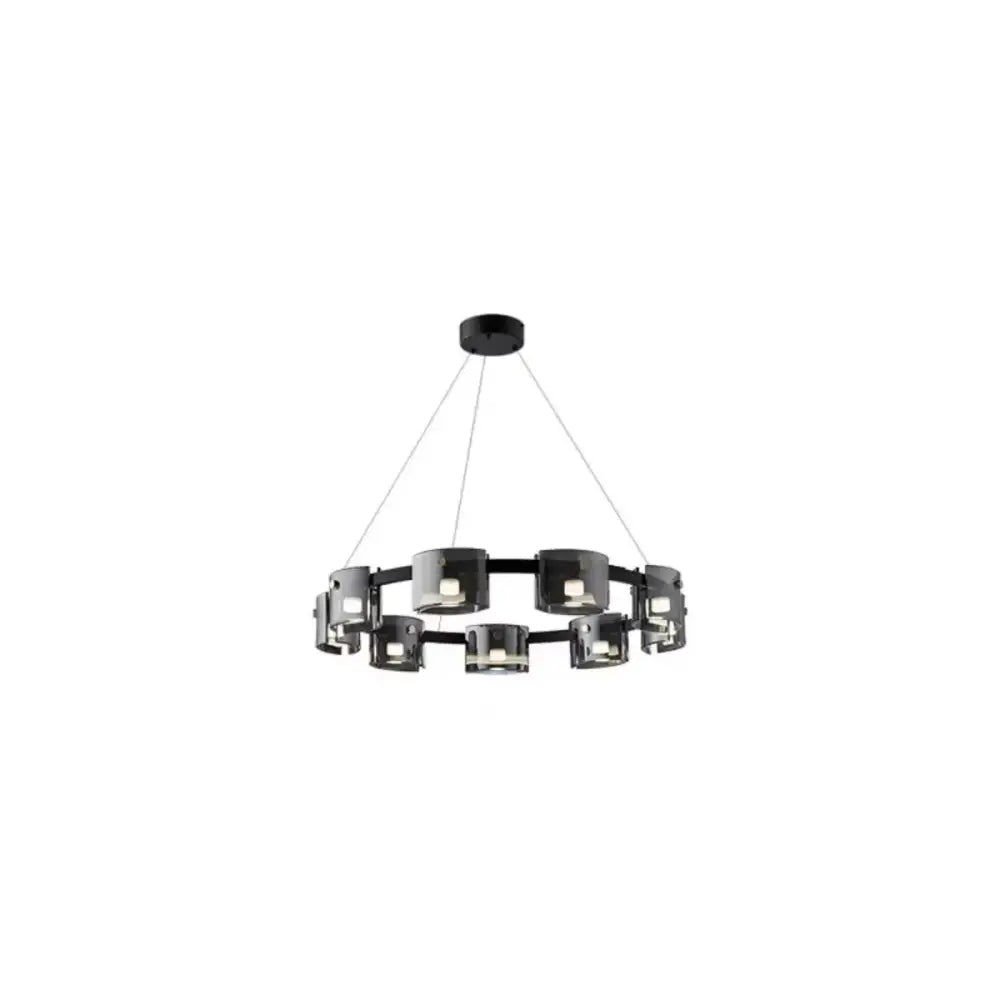 Modern black led straight line chandelier dining room glass pendant