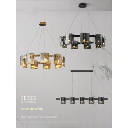 Modern black led straight line chandelier dining room glass pendant