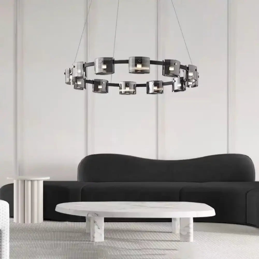 Modern black led straight line chandelier dining room glass pendant