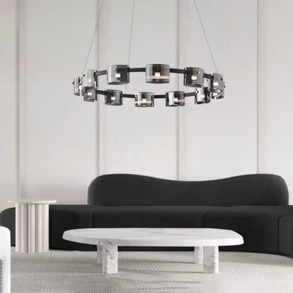 Modern black led straight line chandelier dining room glass pendant