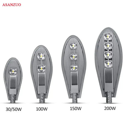 Gray ribbed three bulb led street light garden outdoor lamp