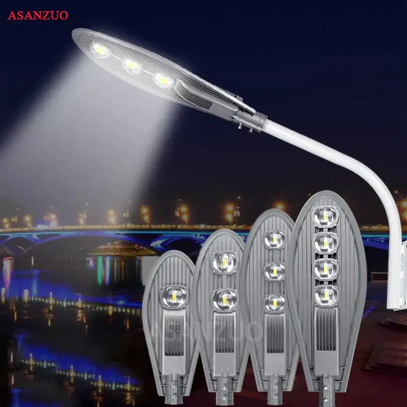 Gray ribbed three bulb led street light garden outdoor lamp