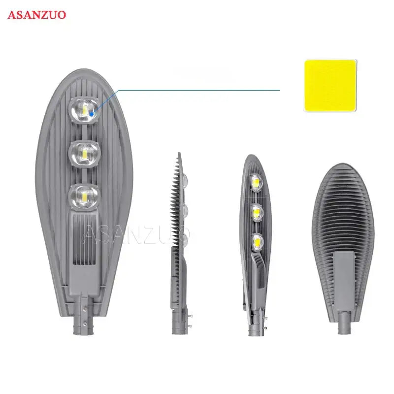 Gray ribbed three bulb led street light garden outdoor lamp