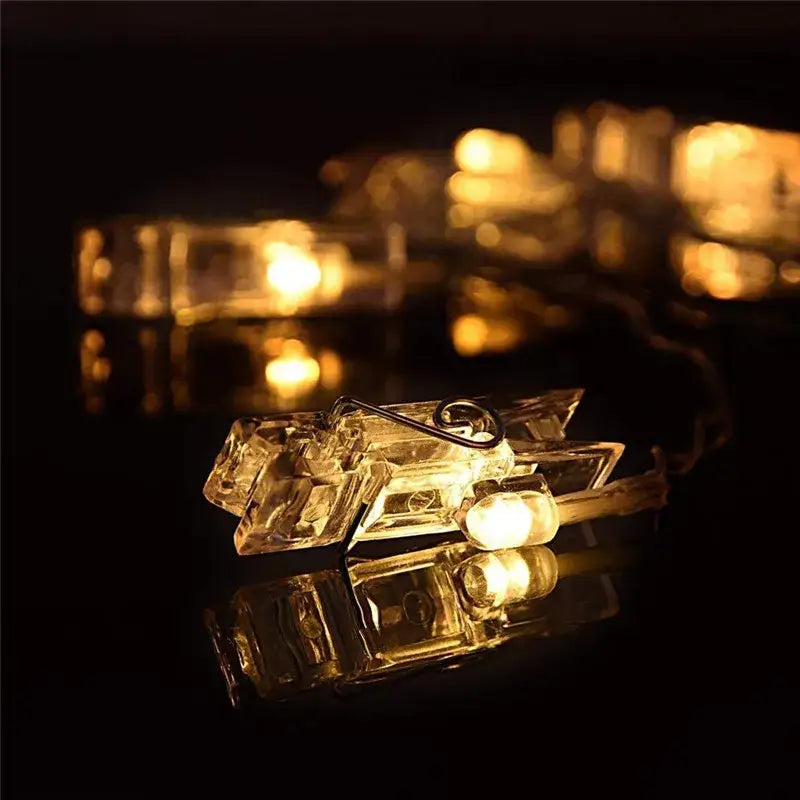 Warm white led string lights with photo clips bedroom decor