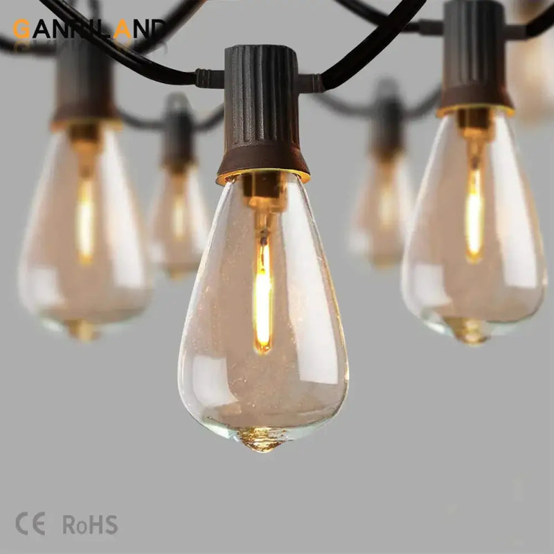 Teardrop bronze and gold led string lights backyard patio decor