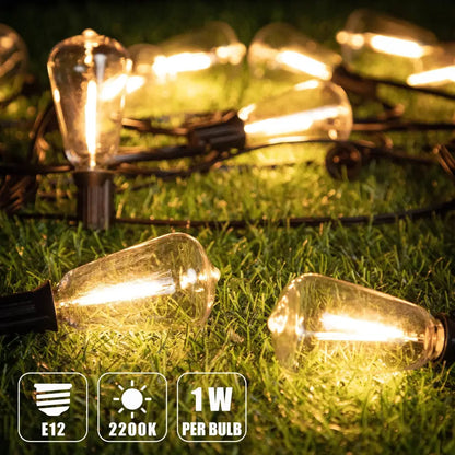 Teardrop bronze and gold led string lights backyard patio decor