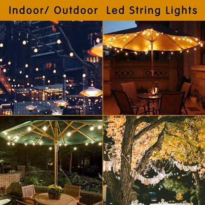 Retro edison g40 led string lights bedroom warm white glass globe