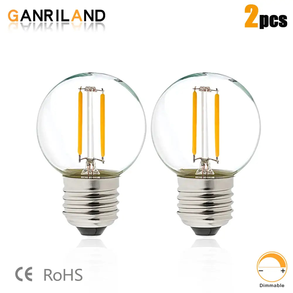 Retro edison g40 led string lights bedroom warm white glass globe