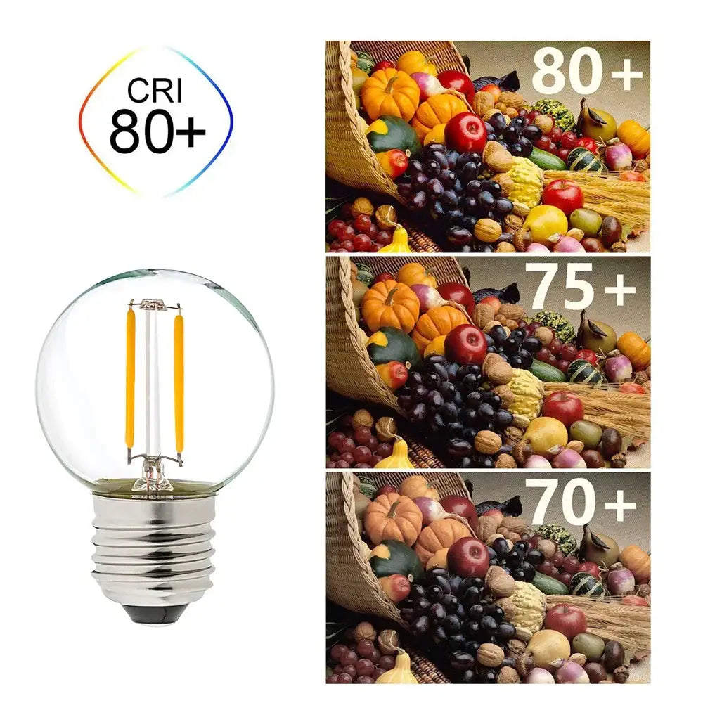 Retro edison g40 led string lights bedroom warm white glass globe