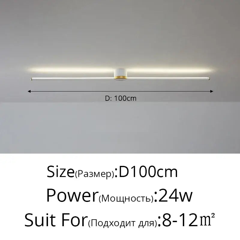 Modern white & gold led strip ceiling light bedroom