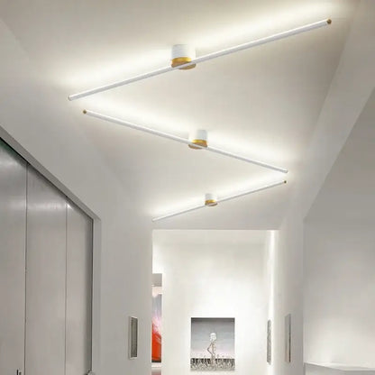 Modern white & gold led strip ceiling light bedroom