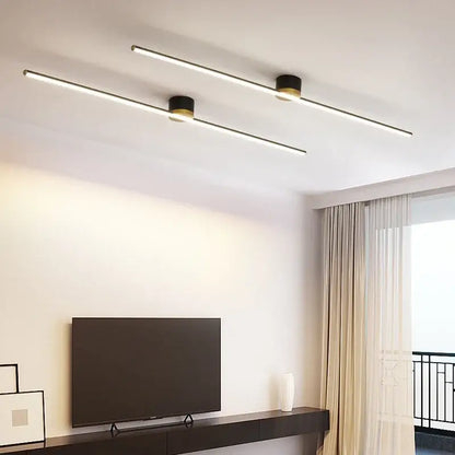 Modern white & gold led strip ceiling light living room ambience