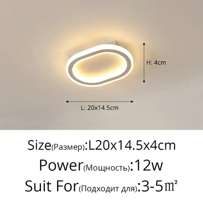 Modern oval black led strip ceiling lights for bedroom living room
