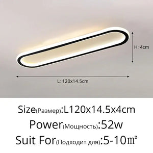 Modern oval black led strip ceiling lights for bedroom living room