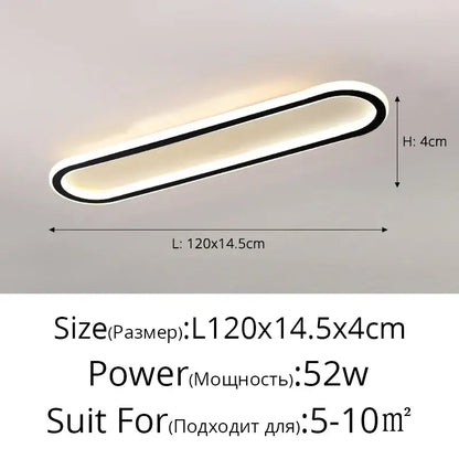 Modern oval black led strip ceiling lights for bedroom living room