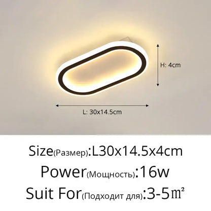 Modern oval black led strip ceiling lights for bedroom living room