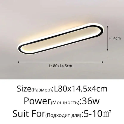 Modern oval black led strip ceiling lights for bedroom living room