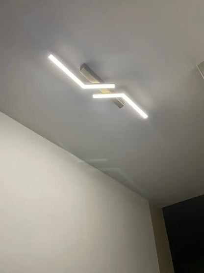 Modern black & white led strip ceiling lights corridor minimalist