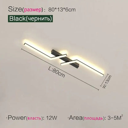 Modern black & white led strip ceiling lights corridor minimalist