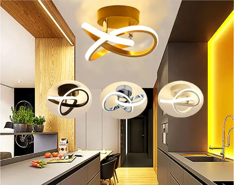 Modern gold & white led strip ceiling lights for living room
