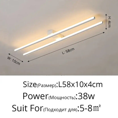 Modern minimalist brushed metallic led strip chandelier aisle light