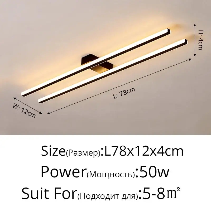 Modern minimalist brushed metallic led strip chandelier aisle light