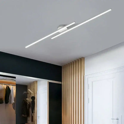 Modern minimalist brushed metallic led strip chandelier aisle light