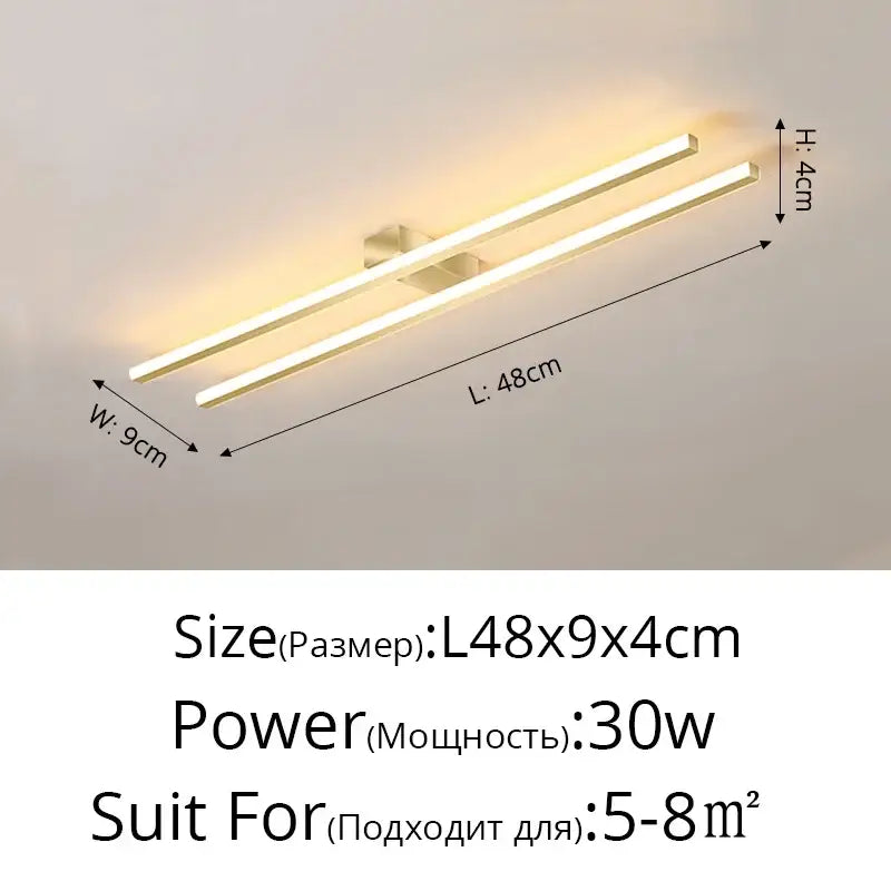 Modern minimalist brushed metallic led strip chandelier aisle light