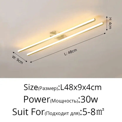 Modern minimalist brushed metallic led strip chandelier aisle light