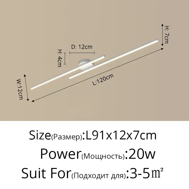 Modern minimalist brushed metallic led strip chandelier aisle light
