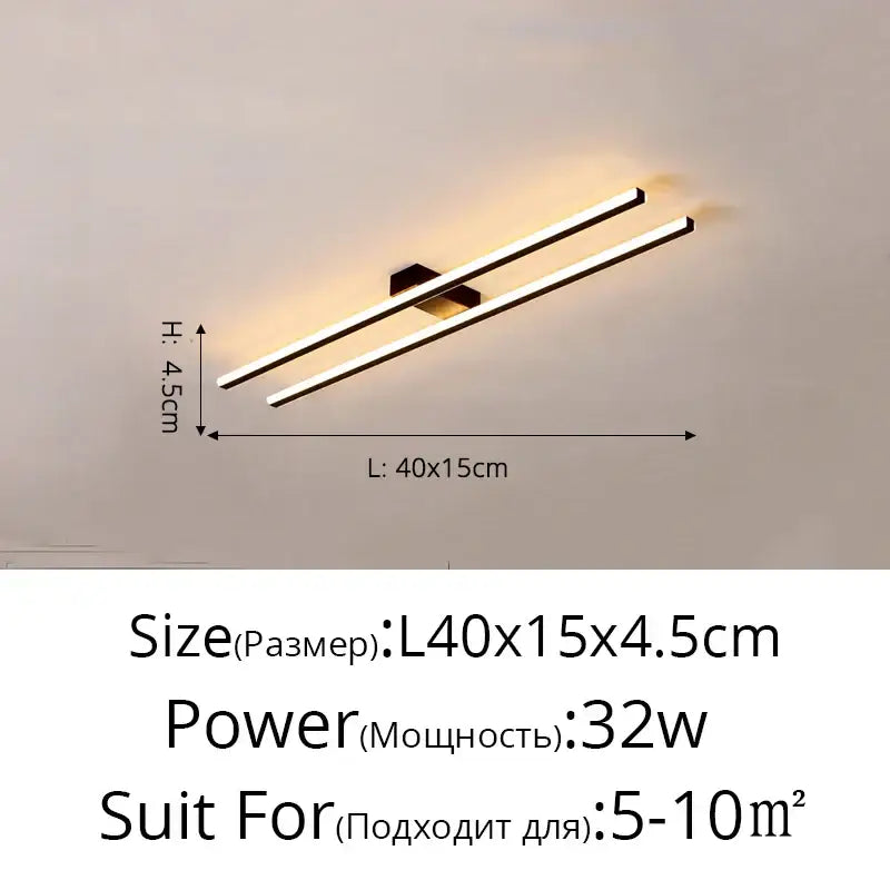 Modern minimalist brushed metallic led strip chandelier aisle light