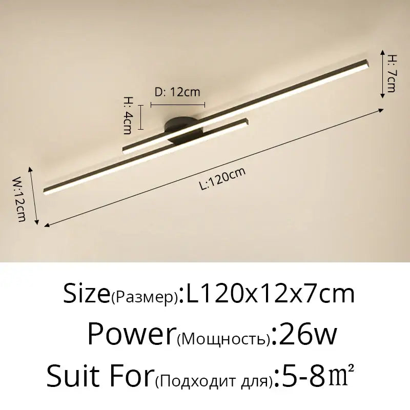 Modern minimalist brushed metallic led strip chandelier aisle light