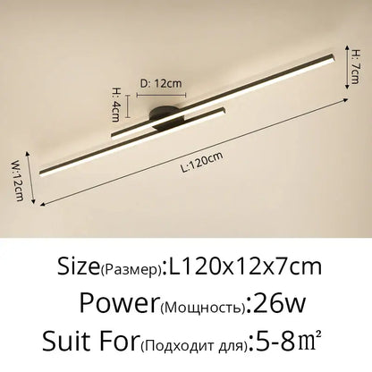 Modern minimalist brushed metallic led strip chandelier aisle light