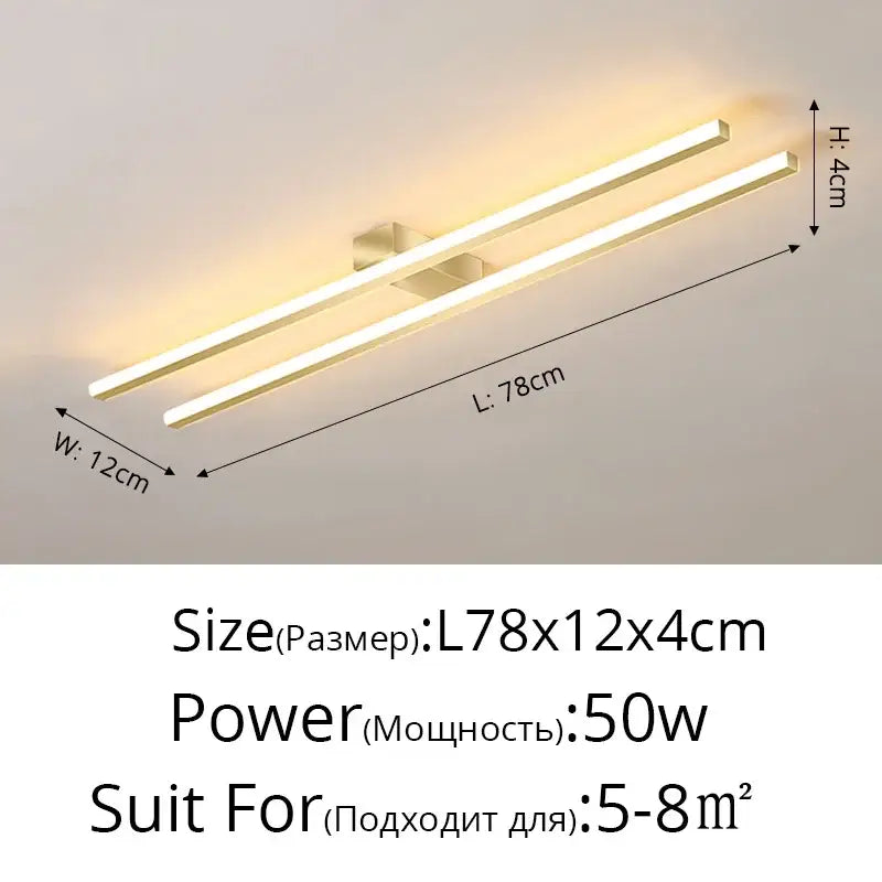 Modern minimalist brushed metallic led strip chandelier aisle light