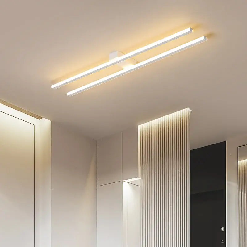 Modern minimalist brushed metallic led strip chandelier aisle light