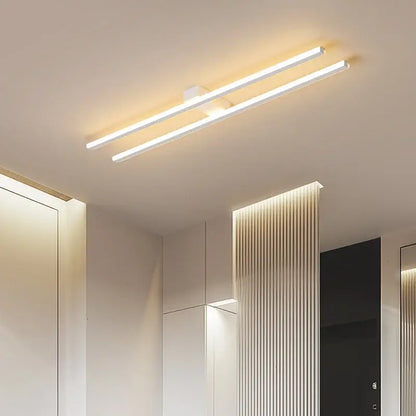 Modern minimalist brushed metallic led strip chandelier aisle light