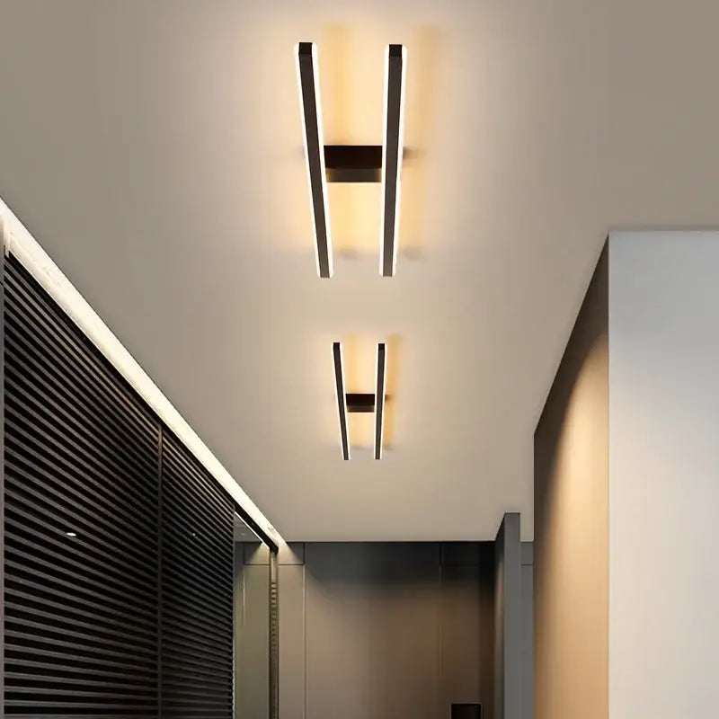 Modern minimalist brushed metallic led strip chandelier aisle light