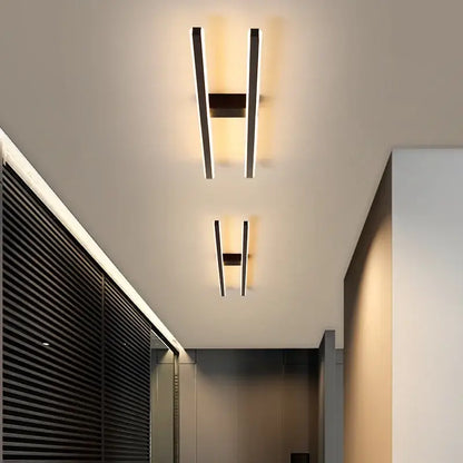 Modern minimalist brushed metallic led strip chandelier aisle light
