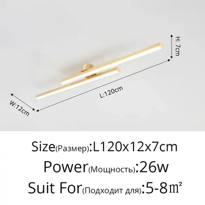 Modern minimalist brushed metallic led strip chandelier aisle light