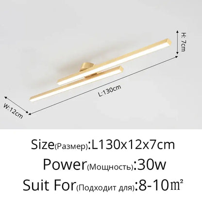 Modern minimalist brushed metallic led strip chandelier aisle light