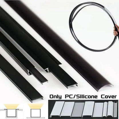 Black pc & silicone led strip channel diffuser for living room light
