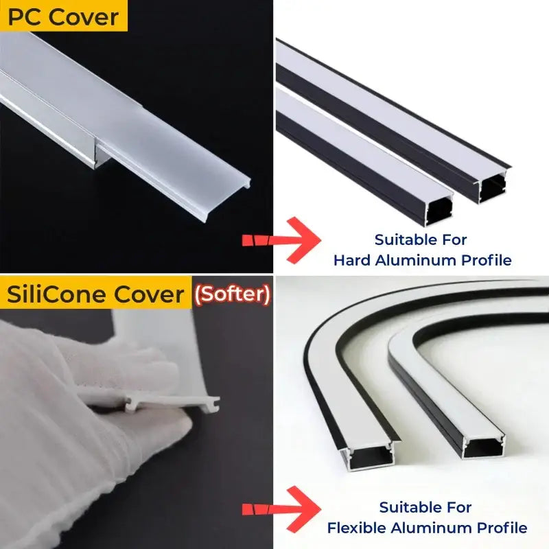 Black pc & silicone led strip channel diffuser for living room light