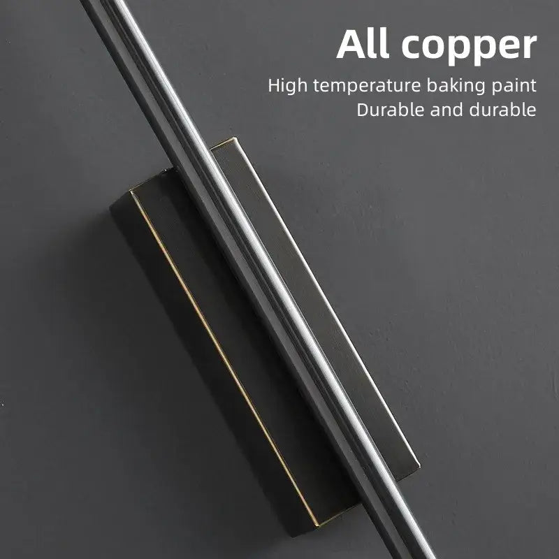 Modern minimalist black & gold led strip copper wall lamp bedroom